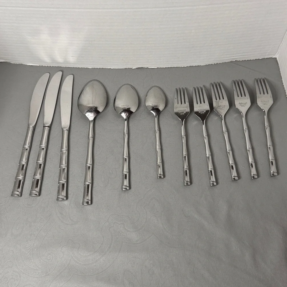 Reed & Barton Rebacraft Regal Bamboo Stainless Flatware 11 Pieces Japan